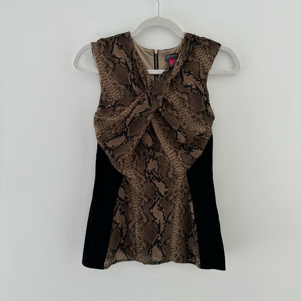 Vince Camuto Sleeveless Patterened Tank Top | Size Extra Small